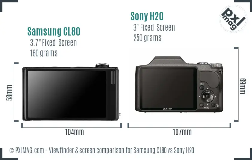 Samsung CL80 vs Sony H20 Screen and Viewfinder comparison