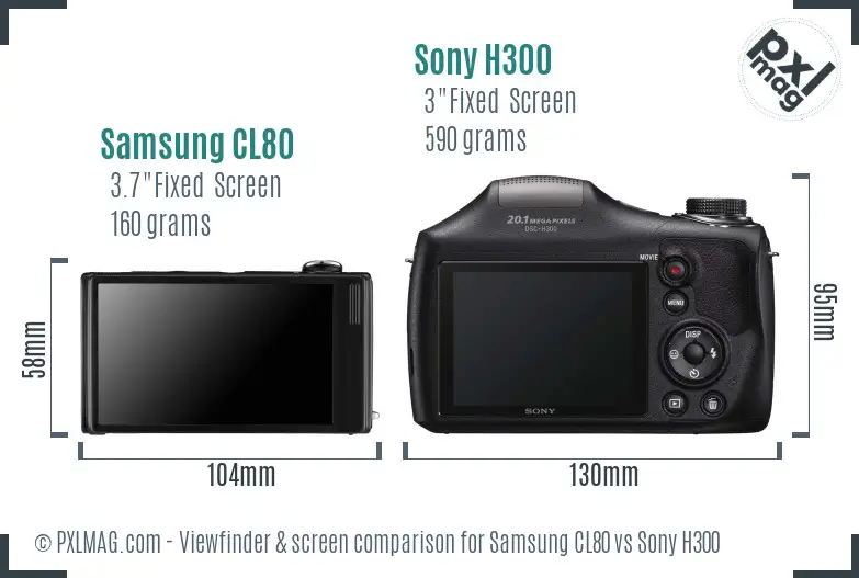 Samsung CL80 vs Sony H300 Screen and Viewfinder comparison