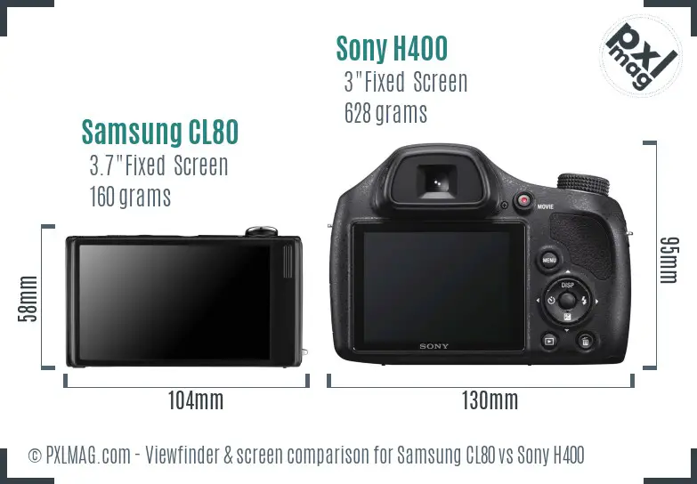 Samsung CL80 vs Sony H400 Screen and Viewfinder comparison