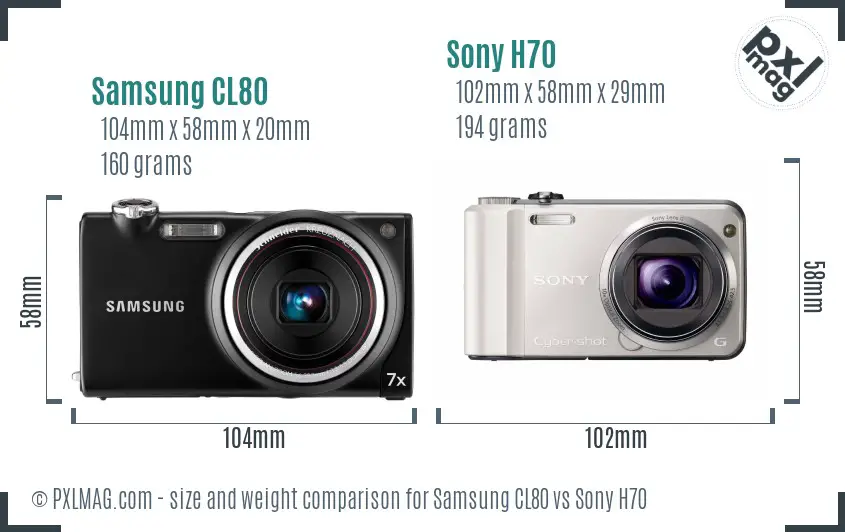 Samsung CL80 vs Sony H70 size comparison Samsung CL80 vs Sony H70 size comparison