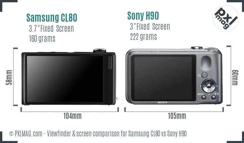 Samsung CL80 vs Sony H90 Screen and Viewfinder comparison