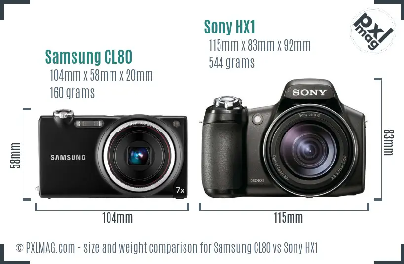 Samsung CL80 vs Sony HX1 size comparison