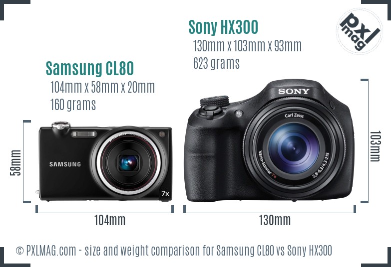 Samsung CL80 vs Sony HX300 size comparison