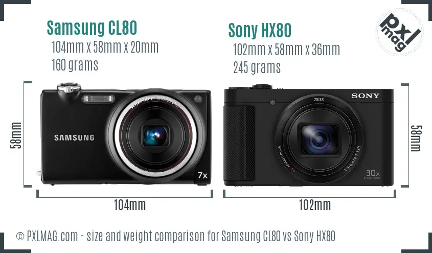 Samsung CL80 vs Sony HX80 size comparison