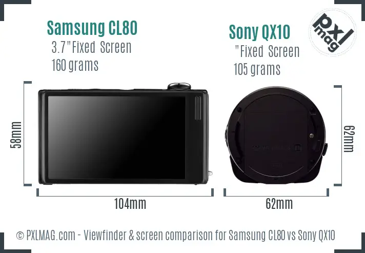 Samsung CL80 vs Sony QX10 Screen and Viewfinder comparison Samsung CL80 vs Sony QX10 Screen and Viewfinder comparison
