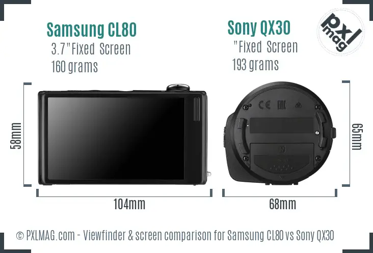 Samsung CL80 vs Sony QX30 Screen and Viewfinder comparison Samsung CL80 vs Sony QX30 Screen and Viewfinder comparison