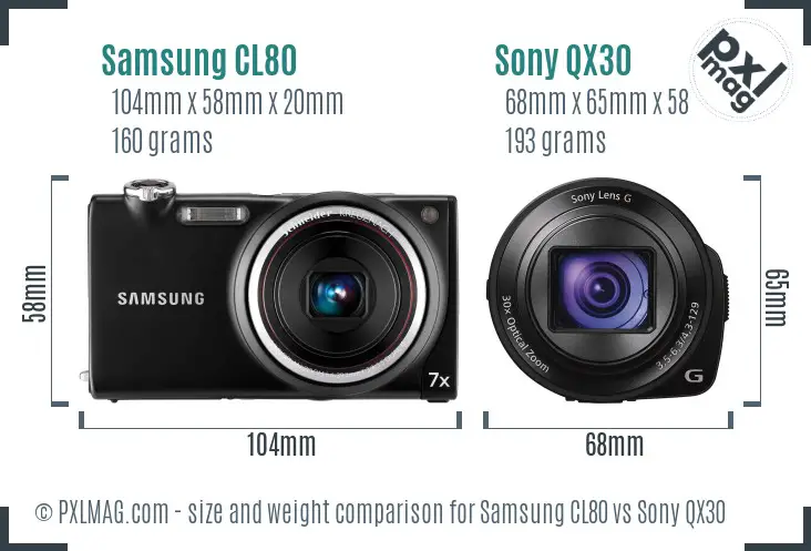 Samsung CL80 vs Sony QX30 size comparison Samsung CL80 vs Sony QX30 size comparison