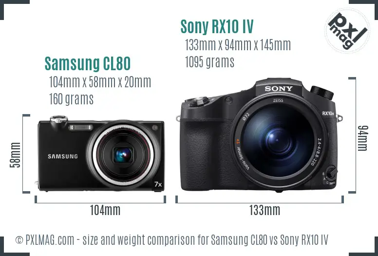 Samsung CL80 vs Sony RX10 IV size comparison