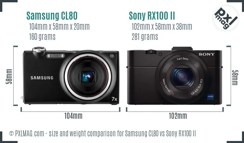 Samsung CL80 vs Sony RX100 II size comparison