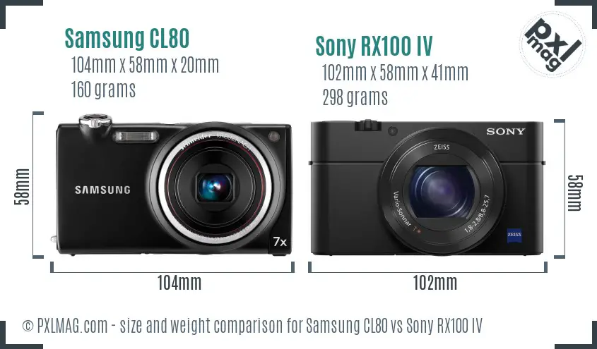 Samsung CL80 vs Sony RX100 IV size comparison