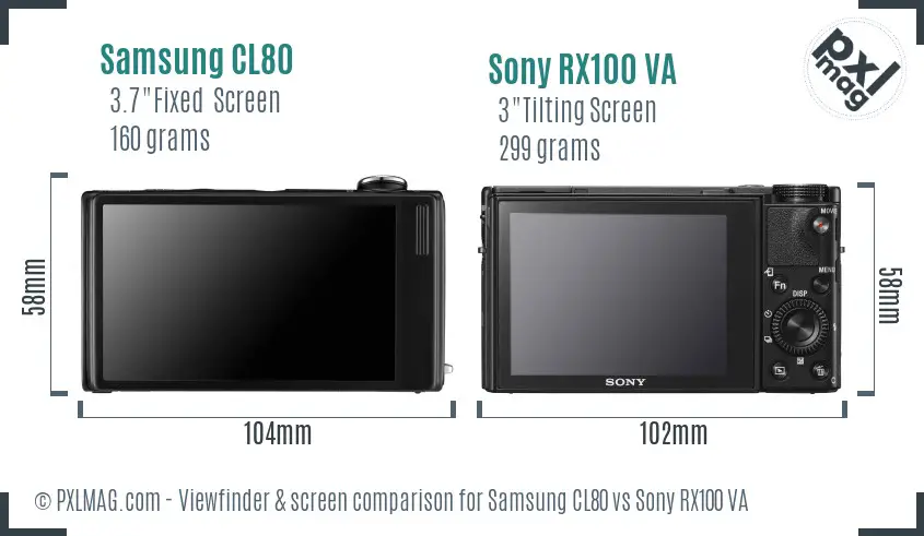 Samsung CL80 vs Sony RX100 VA Screen and Viewfinder comparison