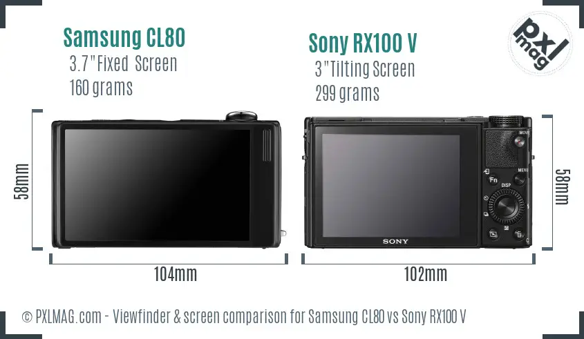 Samsung CL80 vs Sony RX100 V Screen and Viewfinder comparison