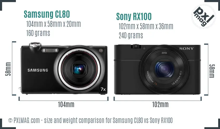 Samsung CL80 vs Sony RX100 size comparison