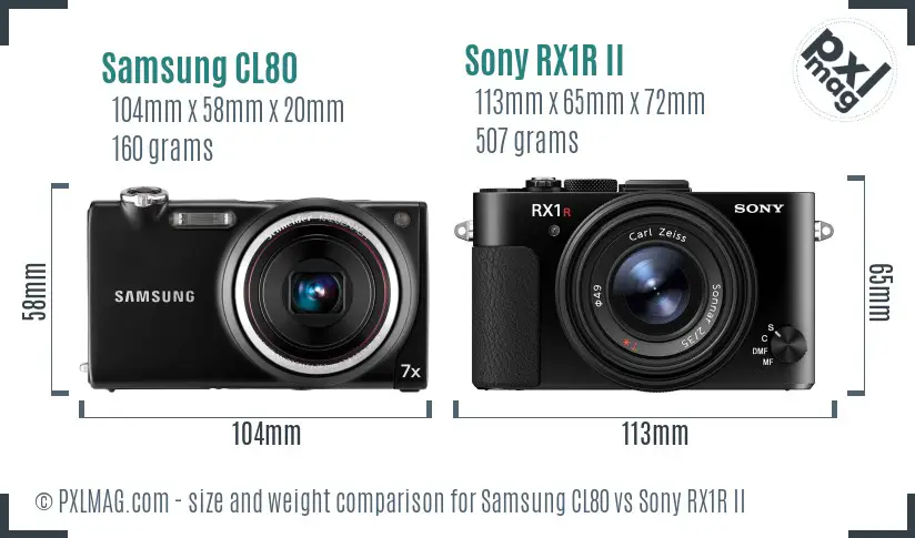 Samsung CL80 vs Sony RX1R II size comparison