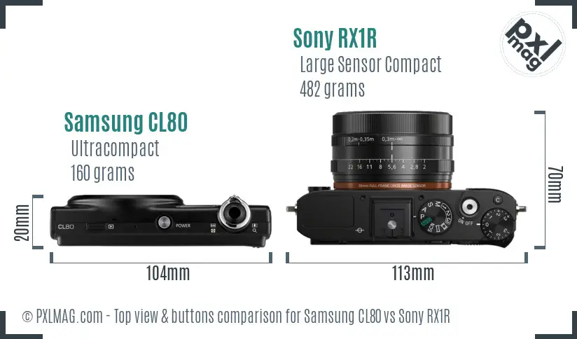 Samsung CL80 vs Sony RX1R top view buttons comparison