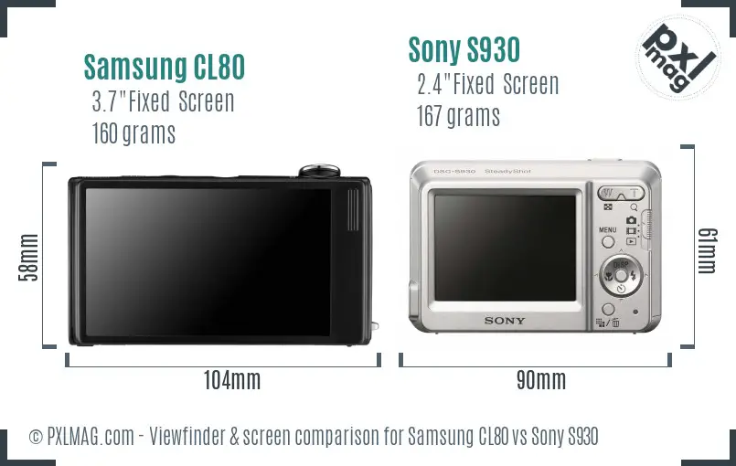 Samsung CL80 vs Sony S930 Screen and Viewfinder comparison
