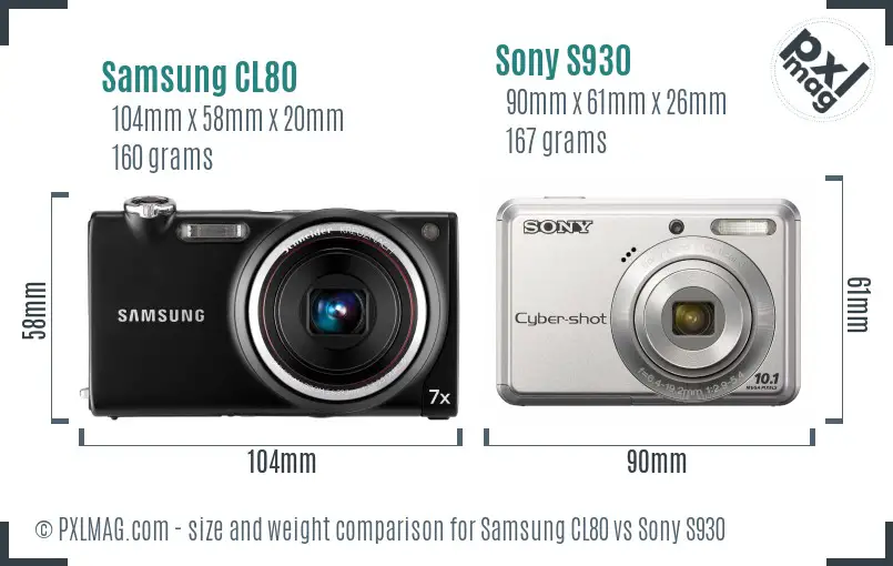 Samsung CL80 vs Sony S930 size comparison