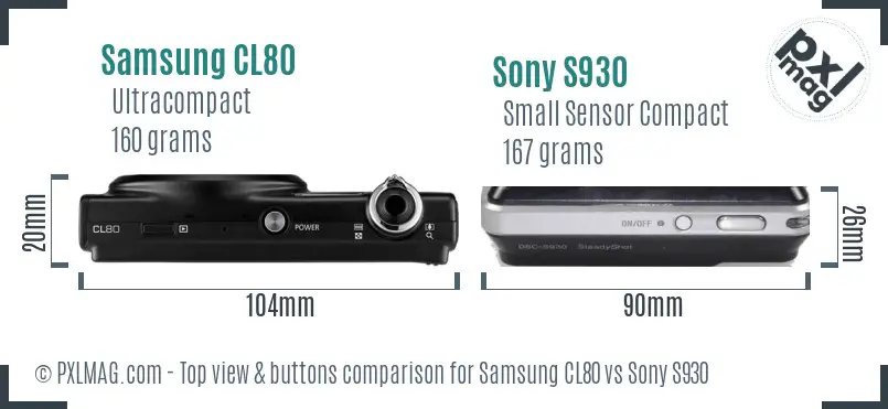 Samsung CL80 vs Sony S930 top view buttons comparison