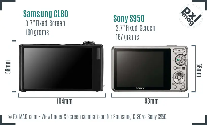 Samsung CL80 vs Sony S950 Screen and Viewfinder comparison