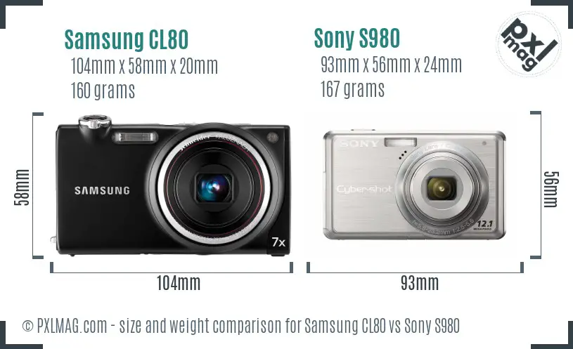 Samsung CL80 vs Sony S980 size comparison