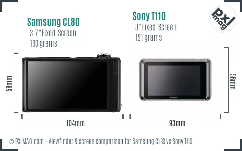 Samsung CL80 vs Sony T110 Screen and Viewfinder comparison