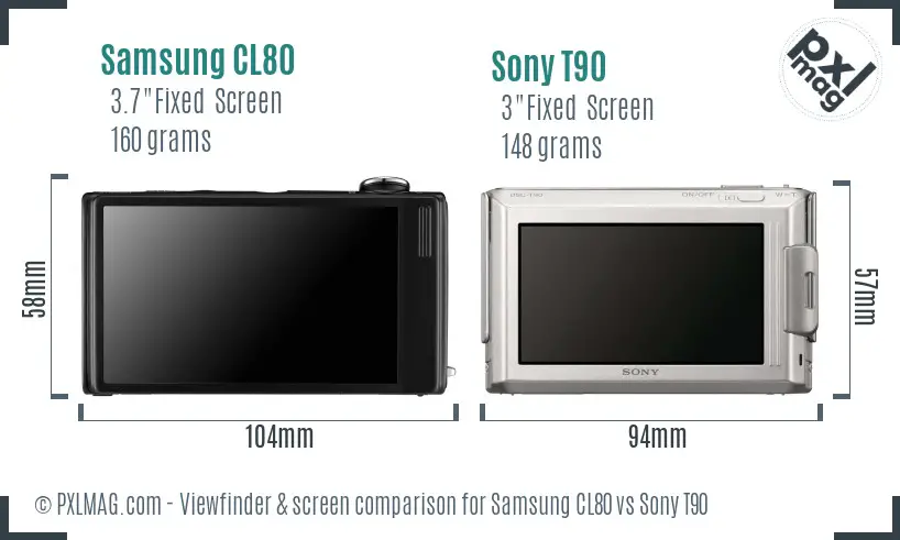 Samsung CL80 vs Sony T90 Screen and Viewfinder comparison