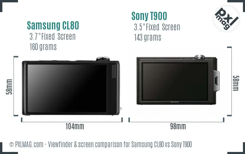 Samsung CL80 vs Sony T900 Screen and Viewfinder comparison