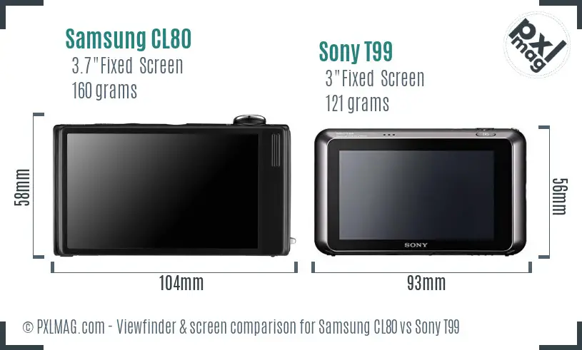 Samsung CL80 vs Sony T99 Screen and Viewfinder comparison