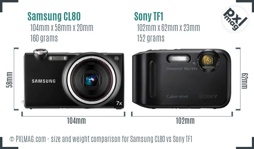 Samsung CL80 vs Sony TF1 size comparison