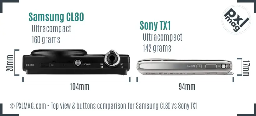 Samsung CL80 vs Sony TX1 top view buttons comparison