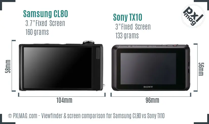 Samsung CL80 vs Sony TX10 Screen and Viewfinder comparison