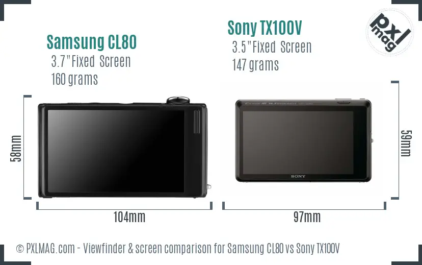 Samsung CL80 vs Sony TX100V Screen and Viewfinder comparison