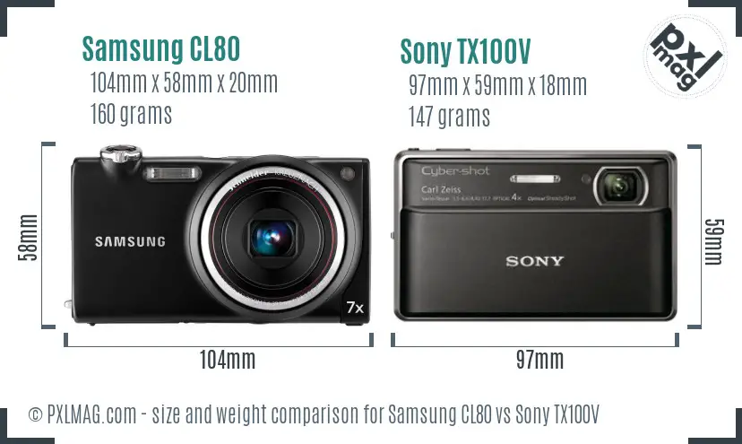 Samsung CL80 vs Sony TX100V size comparison