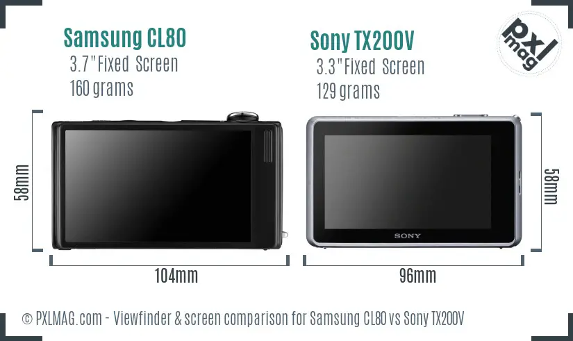 Samsung CL80 vs Sony TX200V Screen and Viewfinder comparison