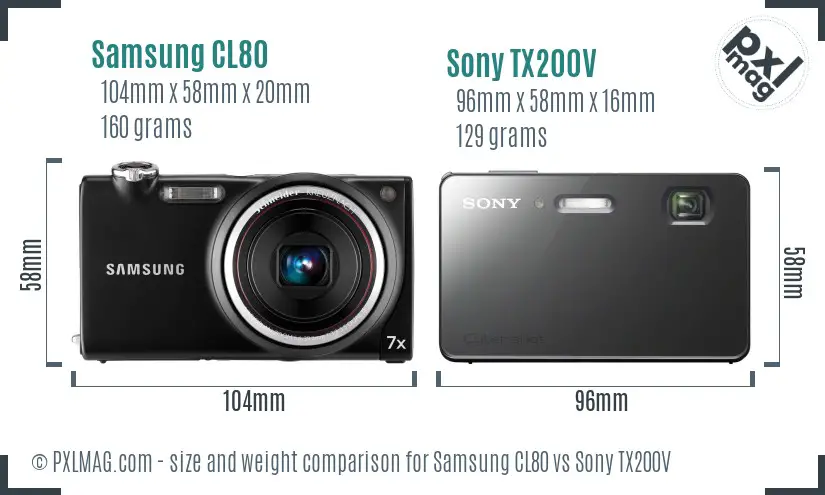 Samsung CL80 vs Sony TX200V size comparison