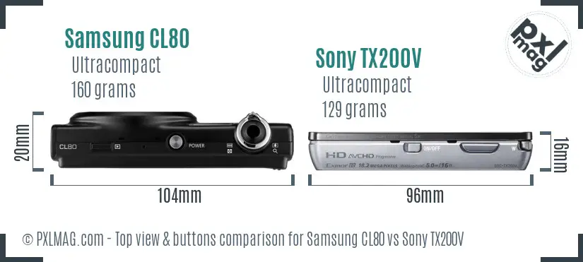Samsung CL80 vs Sony TX200V top view buttons comparison