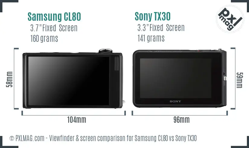 Samsung CL80 vs Sony TX30 Screen and Viewfinder comparison