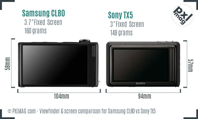 Samsung CL80 vs Sony TX5 Screen and Viewfinder comparison
