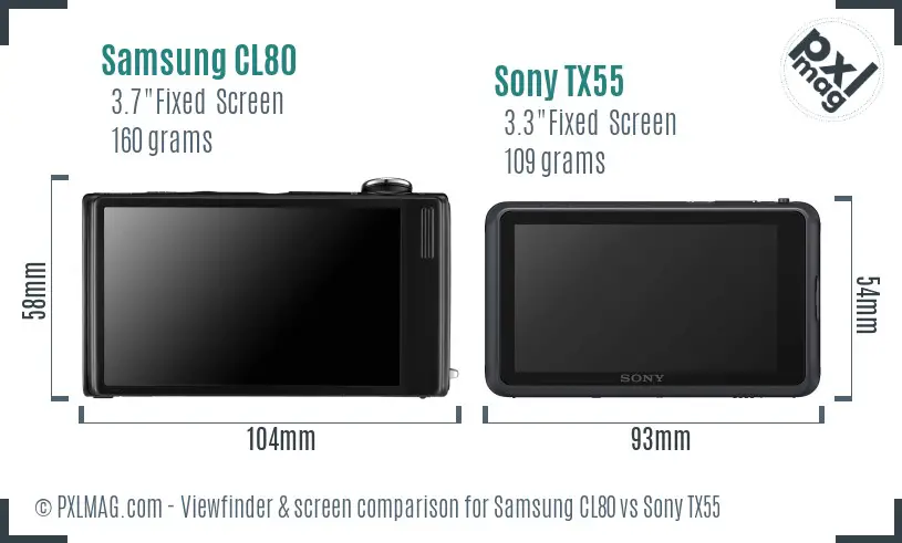 Samsung CL80 vs Sony TX55 Screen and Viewfinder comparison