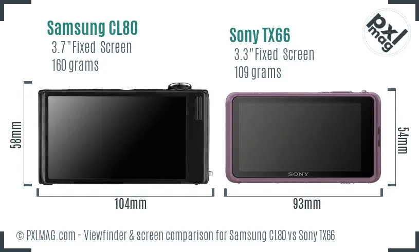 Samsung CL80 vs Sony TX66 Screen and Viewfinder comparison