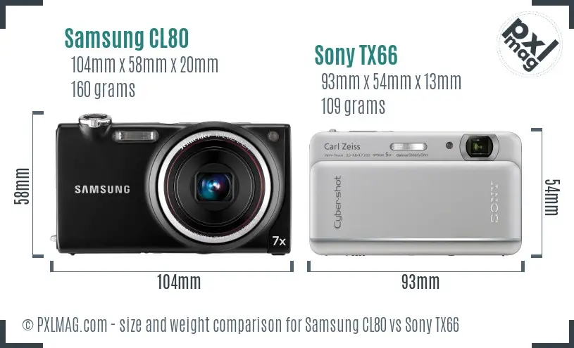 Samsung CL80 vs Sony TX66 size comparison