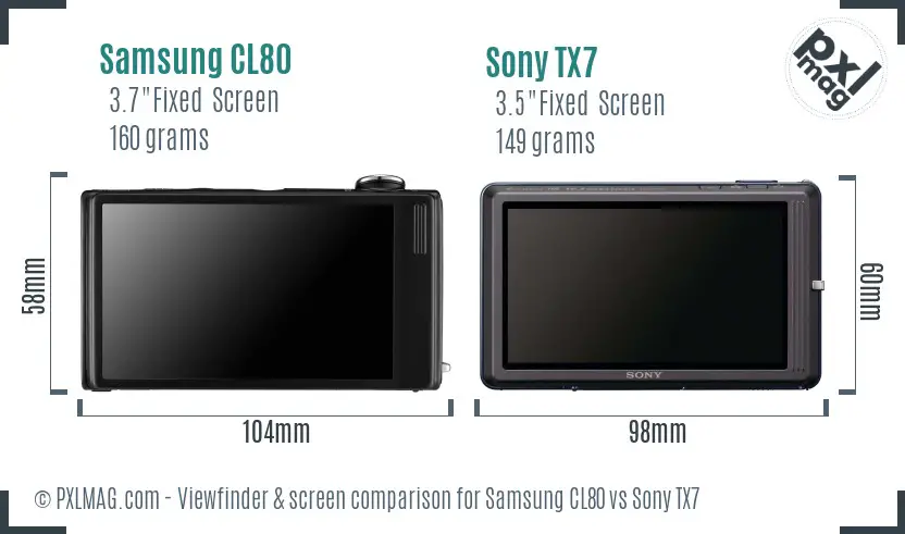 Samsung CL80 vs Sony TX7 Screen and Viewfinder comparison