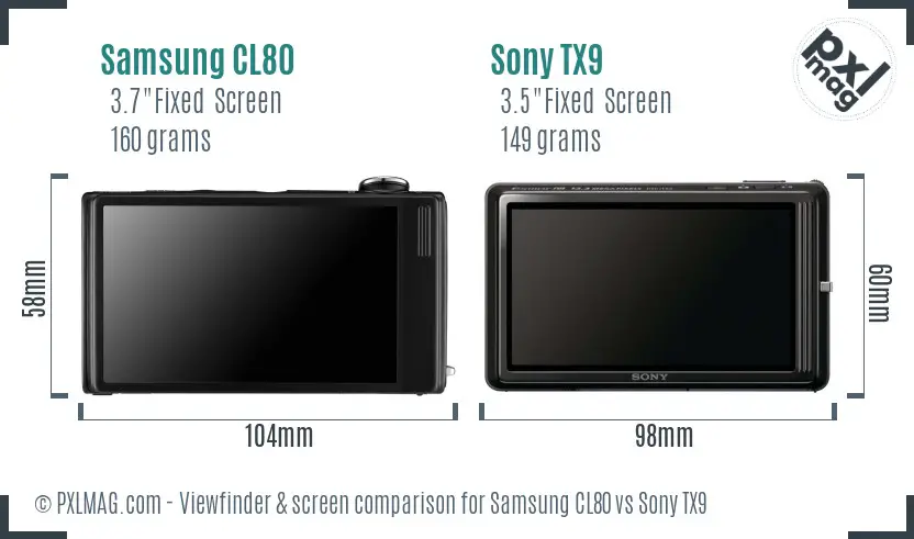 Samsung CL80 vs Sony TX9 Screen and Viewfinder comparison