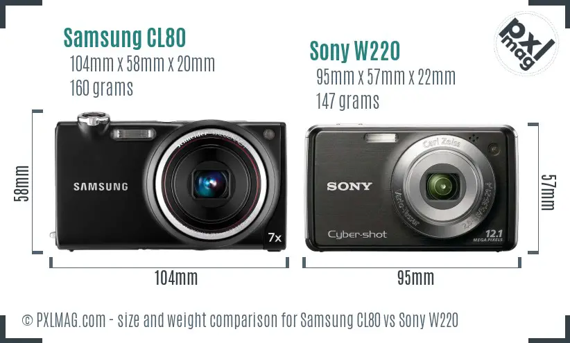 Samsung CL80 vs Sony W220 size comparison