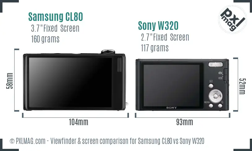 Samsung CL80 vs Sony W320 Screen and Viewfinder comparison