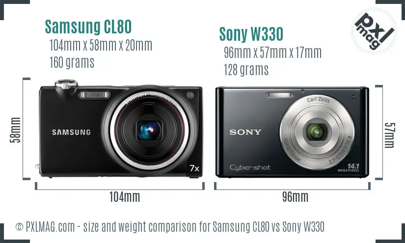 Samsung CL80 vs Sony W330 size comparison