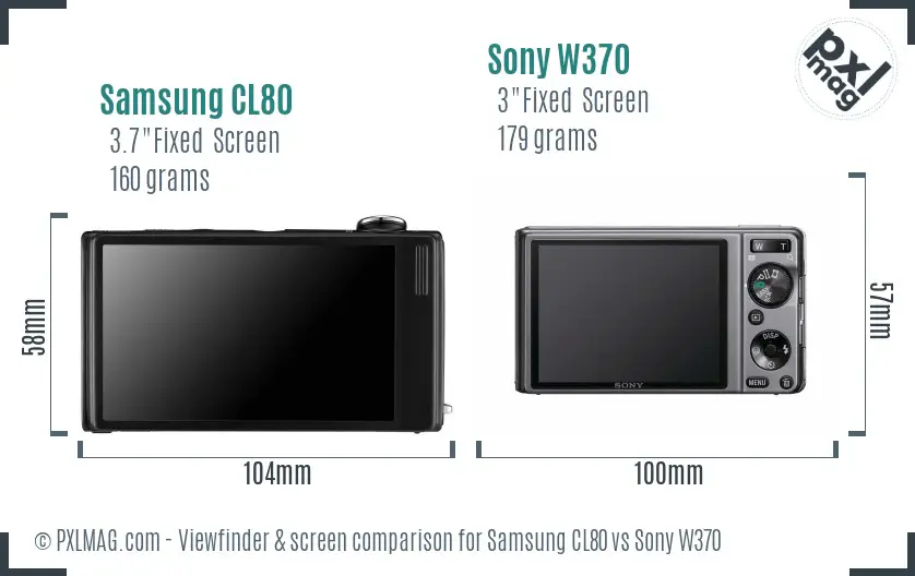 Samsung CL80 vs Sony W370 Screen and Viewfinder comparison