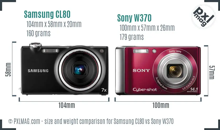 Samsung CL80 vs Sony W370 size comparison