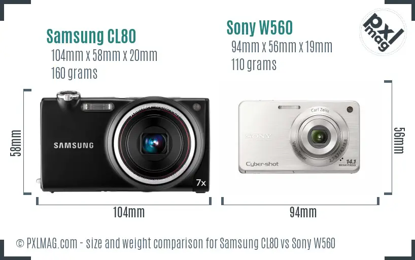 Samsung CL80 vs Sony W560 size comparison
