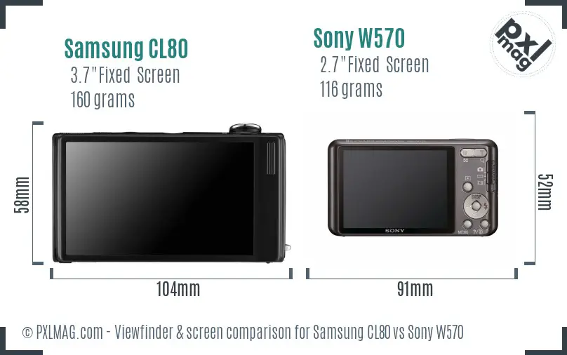 Samsung CL80 vs Sony W570 Screen and Viewfinder comparison